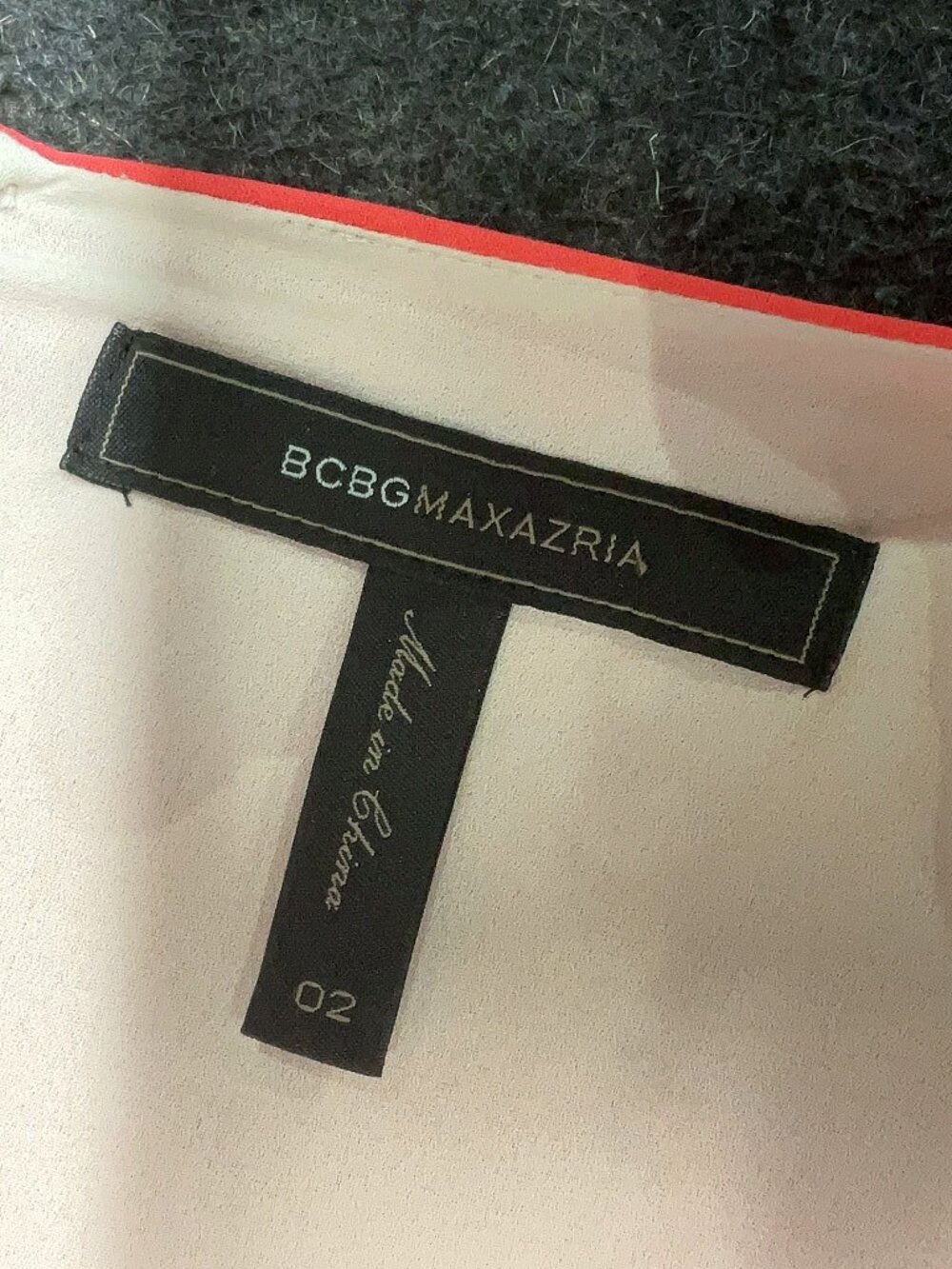 BCBGMAXAZRIA Colorblock High-Low Shift Dress Coral Pink Orange Size 2 - Picture 6 of 7